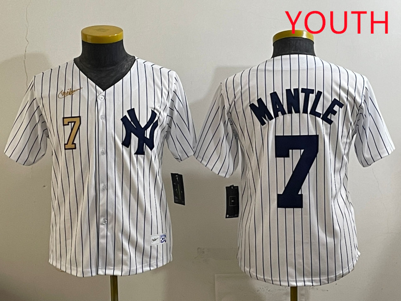 Youth New York Yankees 7 Mantle White 2025 Nike MLB jersey style 10